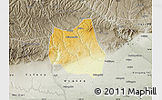 Physical Map of Qian Xian, semi-desaturated