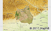 Satellite Map of Qian Xian, physical outside