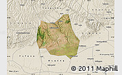 Satellite Map of Qian Xian, shaded relief outside