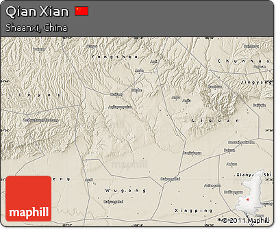 Shaded Relief Map of Qian Xian