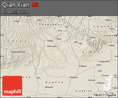 Shaded Relief Map of Qian Xian