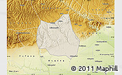 Shaded Relief Map of Qian Xian, physical outside