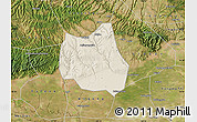 Shaded Relief Map of Qian Xian, satellite outside