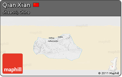 Classic Style Panoramic Map of Qian Xian, single color outside