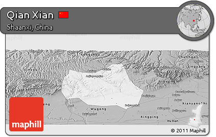 Gray Panoramic Map of Qian Xian