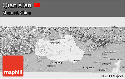 Gray Panoramic Map of Qian Xian