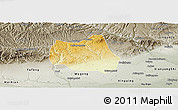 Physical Panoramic Map of Qian Xian, semi-desaturated
