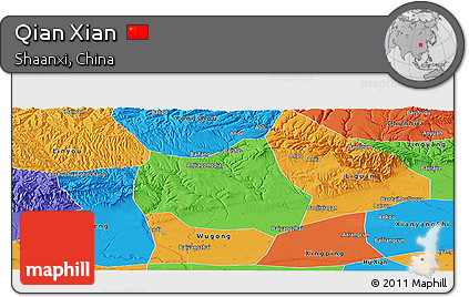 Political Panoramic Map of Qian Xian