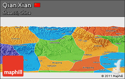 Political Panoramic Map of Qian Xian