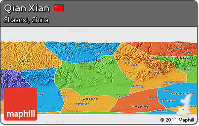 Political Panoramic Map of Qian Xian