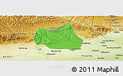 Political Panoramic Map of Qian Xian, physical outside