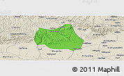 Political Panoramic Map of Qian Xian, shaded relief outside