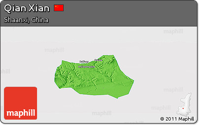 Political Panoramic Map of Qian Xian, single color outside