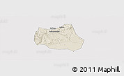 Shaded Relief Panoramic Map of Qian Xian, cropped outside
