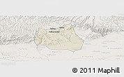 Shaded Relief Panoramic Map of Qian Xian, lighten