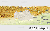 Shaded Relief Panoramic Map of Qian Xian, physical outside