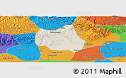 Shaded Relief Panoramic Map of Qian Xian, political outside