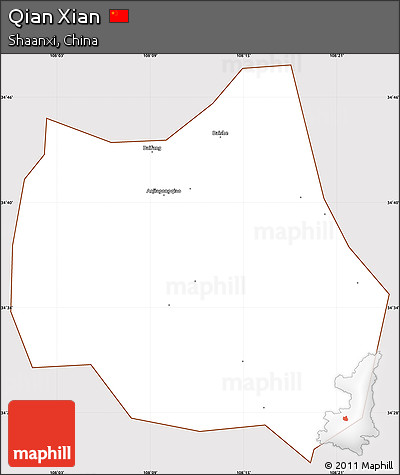 Classic Style Simple Map of Qian Xian, cropped outside