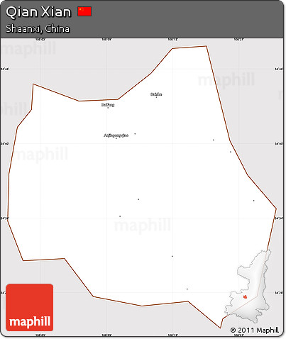 Classic Style Simple Map of Qian Xian, cropped outside