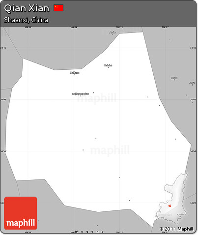 Gray Simple Map of Qian Xian