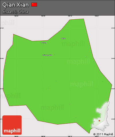 Political Simple Map of Qian Xian, cropped outside