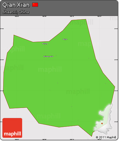 Political Simple Map of Qian Xian, cropped outside