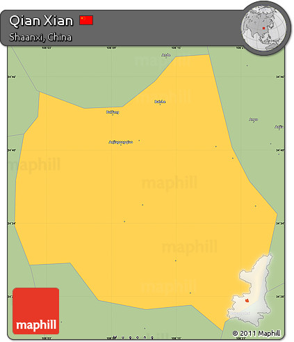 Savanna Style Simple Map of Qian Xian