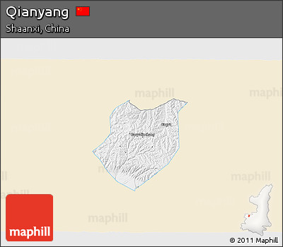 Classic Style 3D Map of Qianyang, single color outside