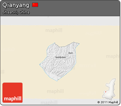 Classic Style 3D Map of Qianyang, single color outside
