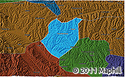 Political 3D Map of Qianyang, darken