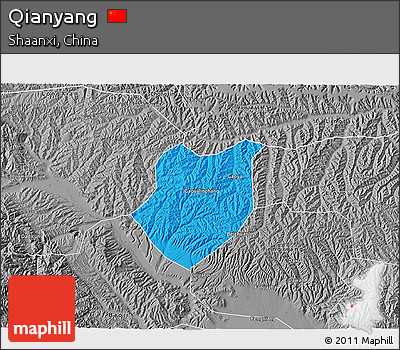 Political 3D Map of Qianyang, desaturated