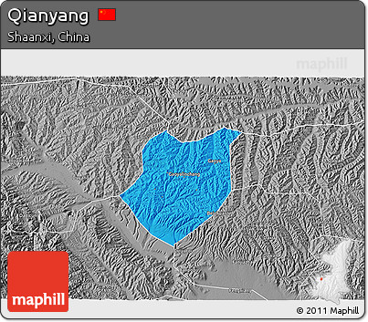 Political 3D Map of Qianyang, desaturated