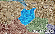 Political 3D Map of Qianyang, semi-desaturated