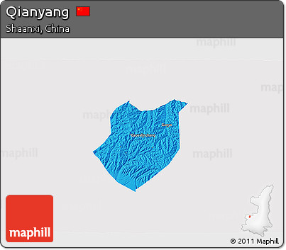 Political 3D Map of Qianyang, single color outside