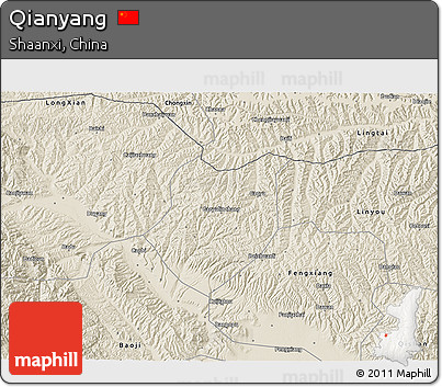Shaded Relief 3D Map of Qianyang
