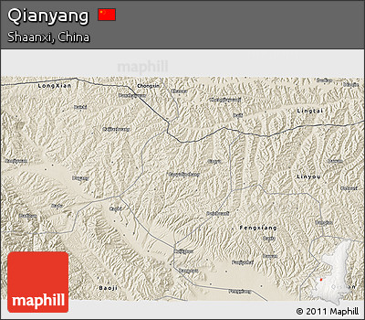 Shaded Relief 3D Map of Qianyang