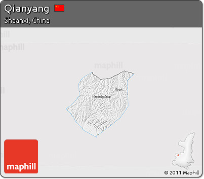 Silver Style 3D Map of Qianyang, single color outside
