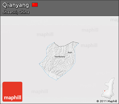 Silver Style 3D Map of Qianyang, single color outside