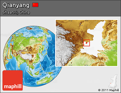 Physical Location Map of Qianyang, highlighted parent region