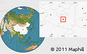Satellite Location Map of Qianyang, highlighted country