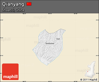 Classic Style Map of Qianyang, single color outside
