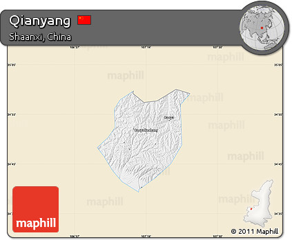 Classic Style Map of Qianyang, single color outside
