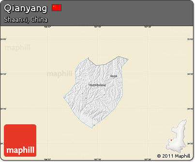 Classic Style Map of Qianyang, single color outside