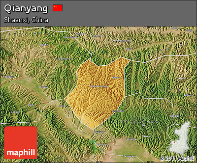 Physical Map of Qianyang, satellite outside