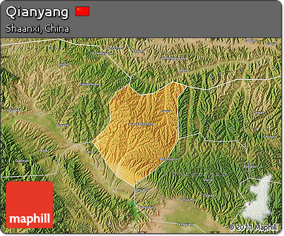Physical Map of Qianyang, satellite outside