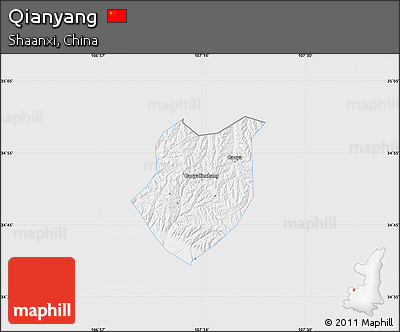 Silver Style Map of Qianyang, single color outside
