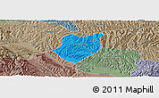 Political Panoramic Map of Qianyang, semi-desaturated