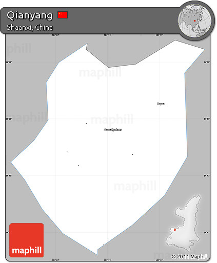 Gray Simple Map of Qianyang, single color outside