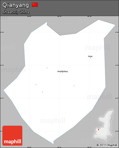 Gray Simple Map of Qianyang, single color outside