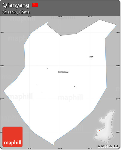 Gray Simple Map of Qianyang, single color outside